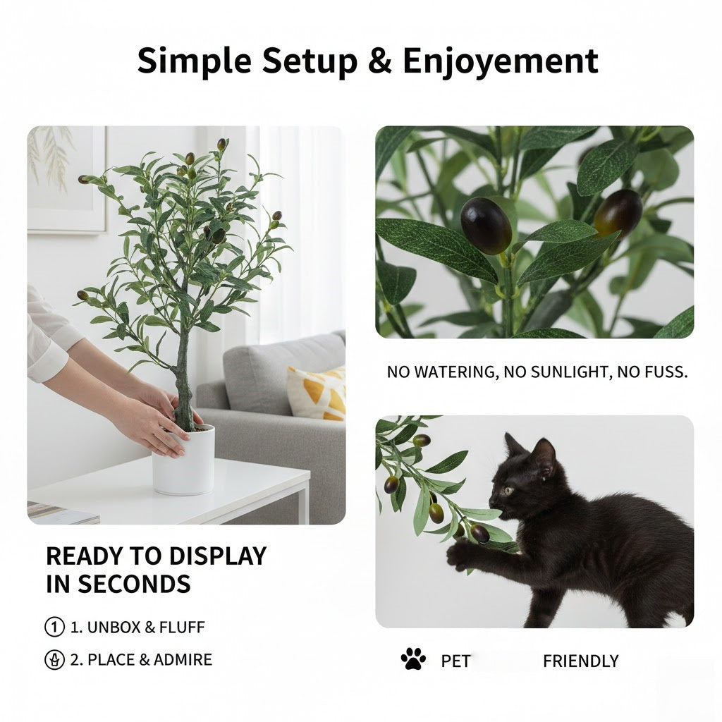 Artificial olive tree with pot