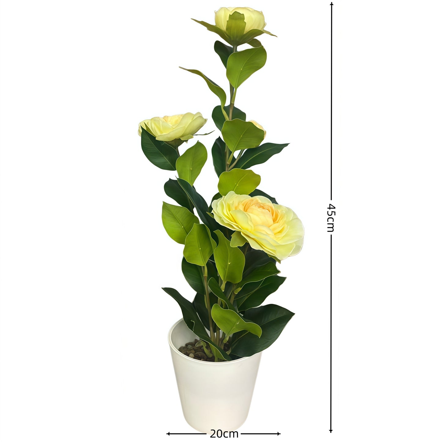 Artificial Camellia with Pot - Red, Pink, White, Blue, Purple, Yellow, Orange, with Pot