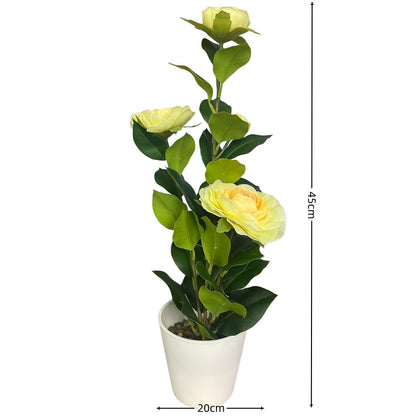 Artificial Camellia with Pot - Red, Pink, White, Blue, Purple, Yellow, Orange, with Pot
