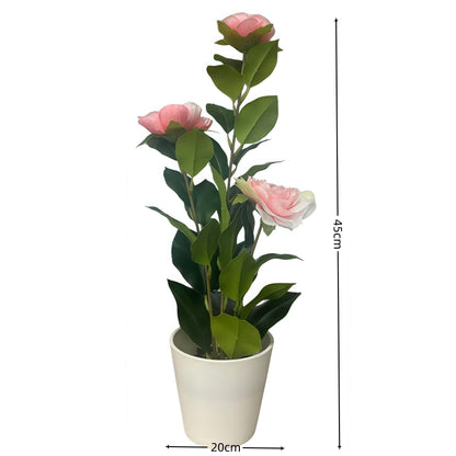 Artificial Camellia with Pot - Red, Pink, White, Blue, Purple, Yellow, Orange, with Pot