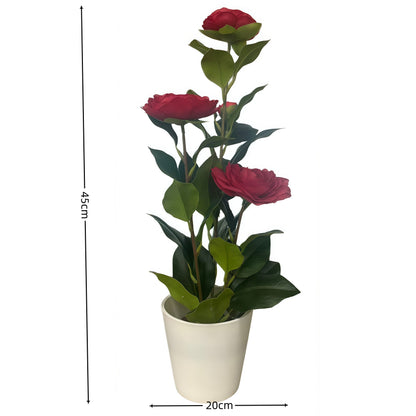Artificial Camellia with Pot - Red, Pink, White, Blue, Purple, Yellow, Orange, with Pot