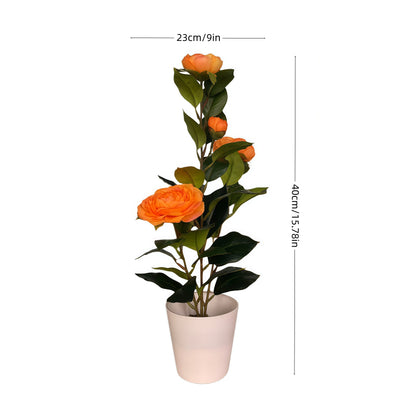 Artificial Camellia with Pot - Red, Pink, White, Blue, Purple, Yellow, Orange, with Pot