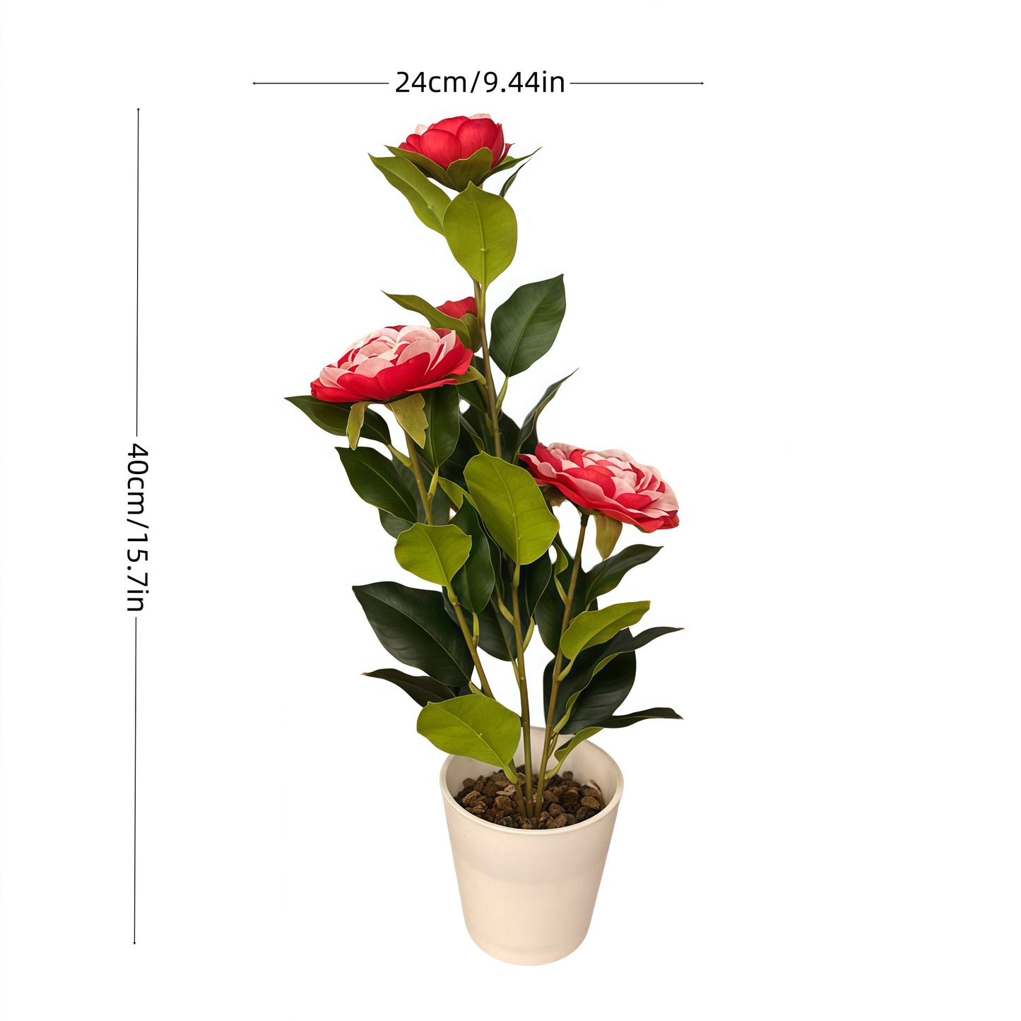 Artificial Camellia with Pot - Red, Pink, White, Blue, Purple, Yellow, Orange, with Pot