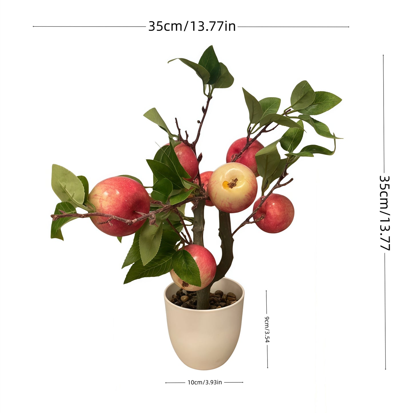 High-quality artificial apple tree potted plant for home decoration, artificial greenery in a pot.