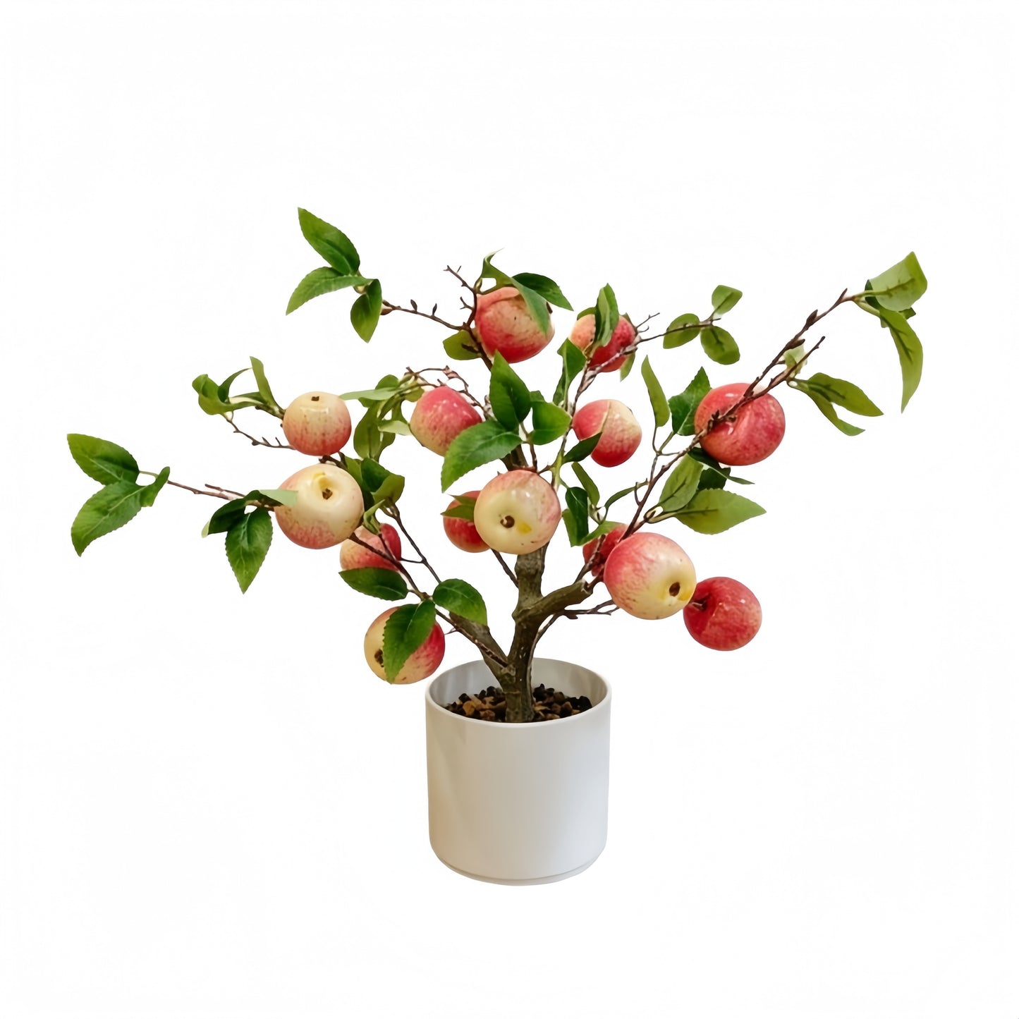 High-quality artificial apple tree potted plant for home decoration, artificial greenery in a pot.
