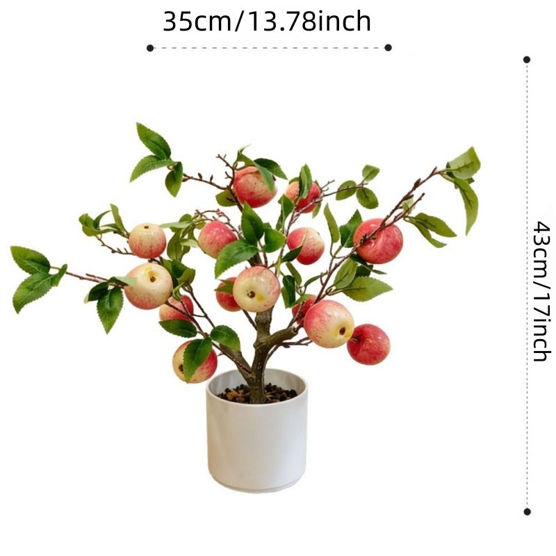 High-quality artificial apple tree potted plant for home decoration, artificial greenery in a pot.