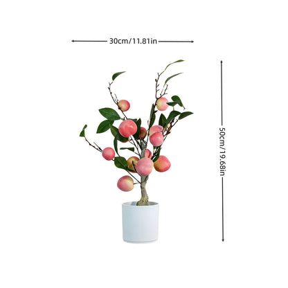 High-end Artificial Peach Bonsai Home Green Plant Decoration Balcony Decor Potted Plant
