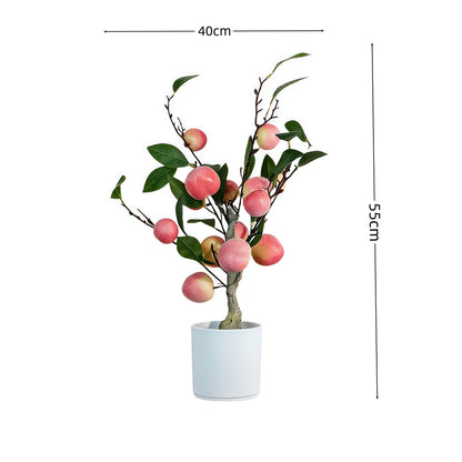 High-end Artificial Peach Bonsai Home Green Plant Decoration Balcony Decor Potted Plant