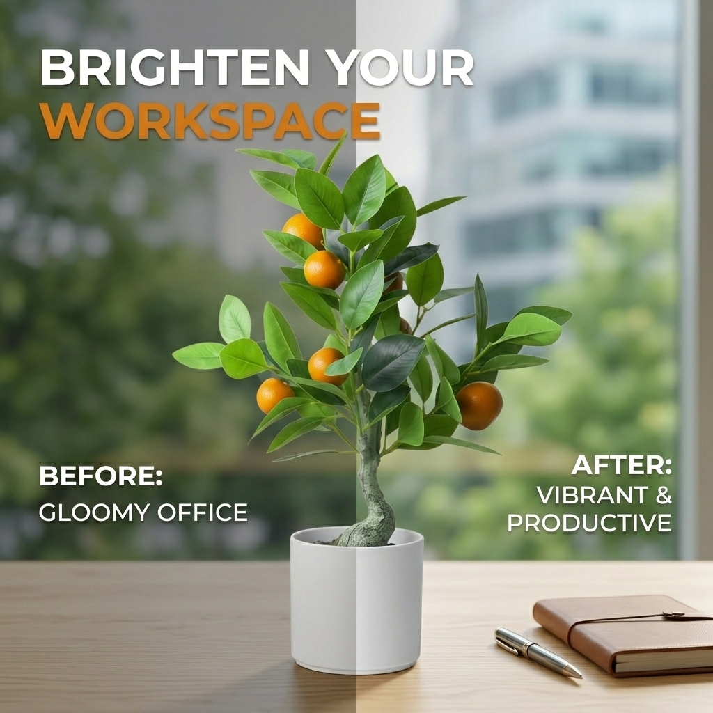 仿真橘子树带花盆