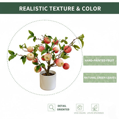 High-quality artificial apple tree potted plant for home decoration, artificial greenery in a pot.