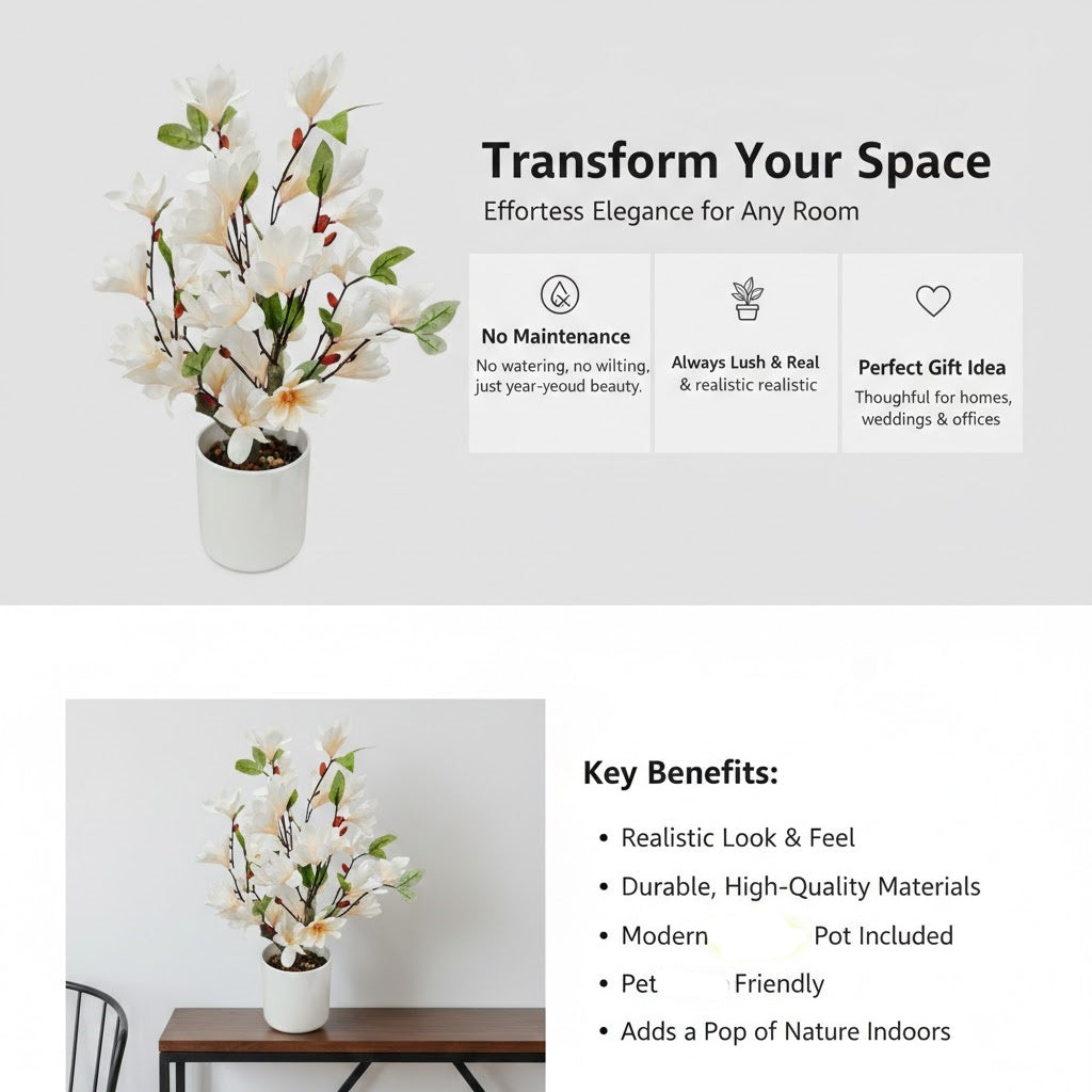 High-End Artificial Magnolia Office Decoration and Home Furnishings