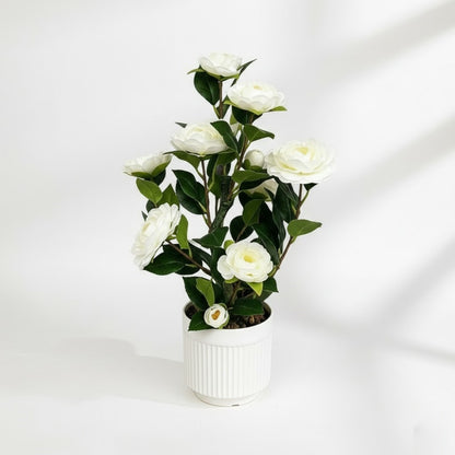 High-Quality Artificial Camellia Potted Plant for Office and Home Decoration