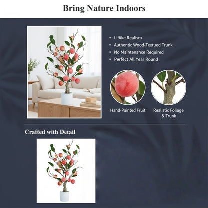 High-end Artificial Peach Bonsai Home Green Plant Decoration Balcony Decor Potted Plant