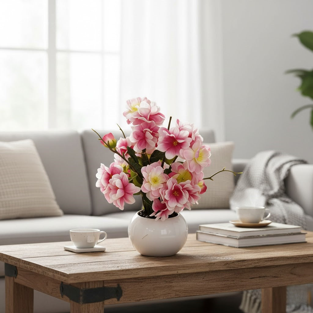 High-Quality Artificial Cherry Blossom Tree with Potted Plant for Home Decoration and Landscaping Bonsai