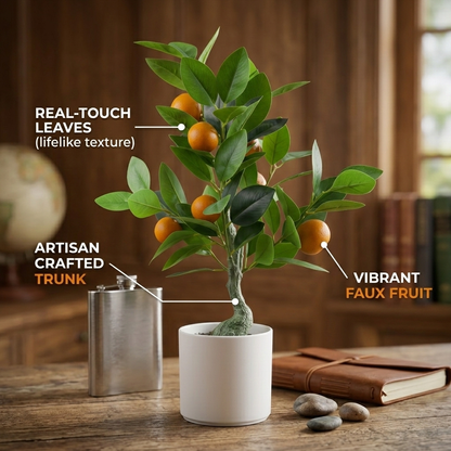 仿真橘子树带花盆