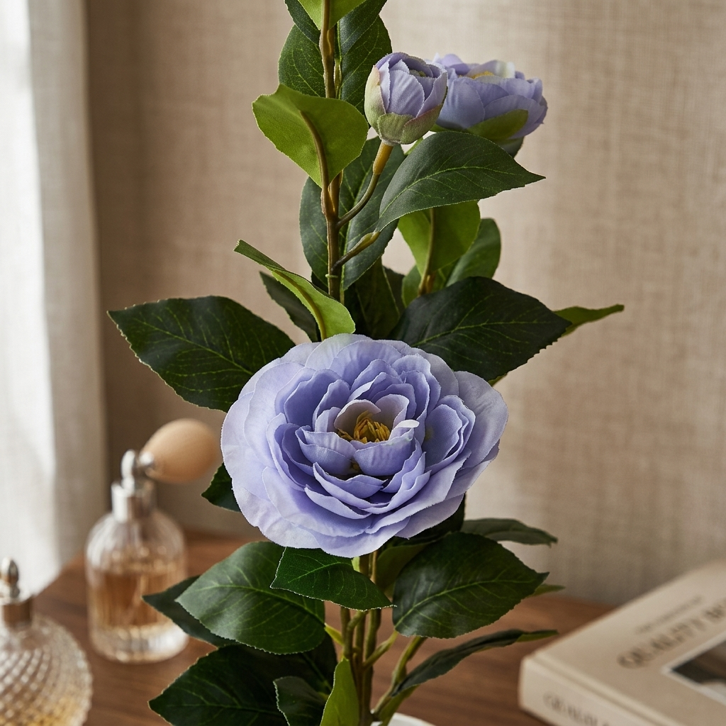 Artificial Camellia with Pot - Red, Pink, White, Blue, Purple, Yellow, Orange, with Pot