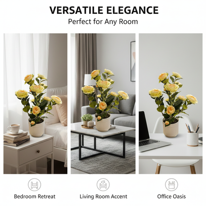 High-Quality Artificial Camellia Potted Plant for Office and Home Decoration