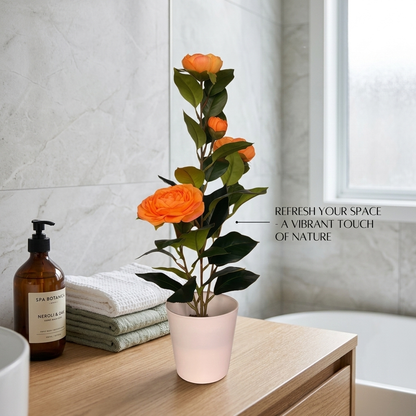 Artificial Camellia with Pot - Red, Pink, White, Blue, Purple, Yellow, Orange, with Pot