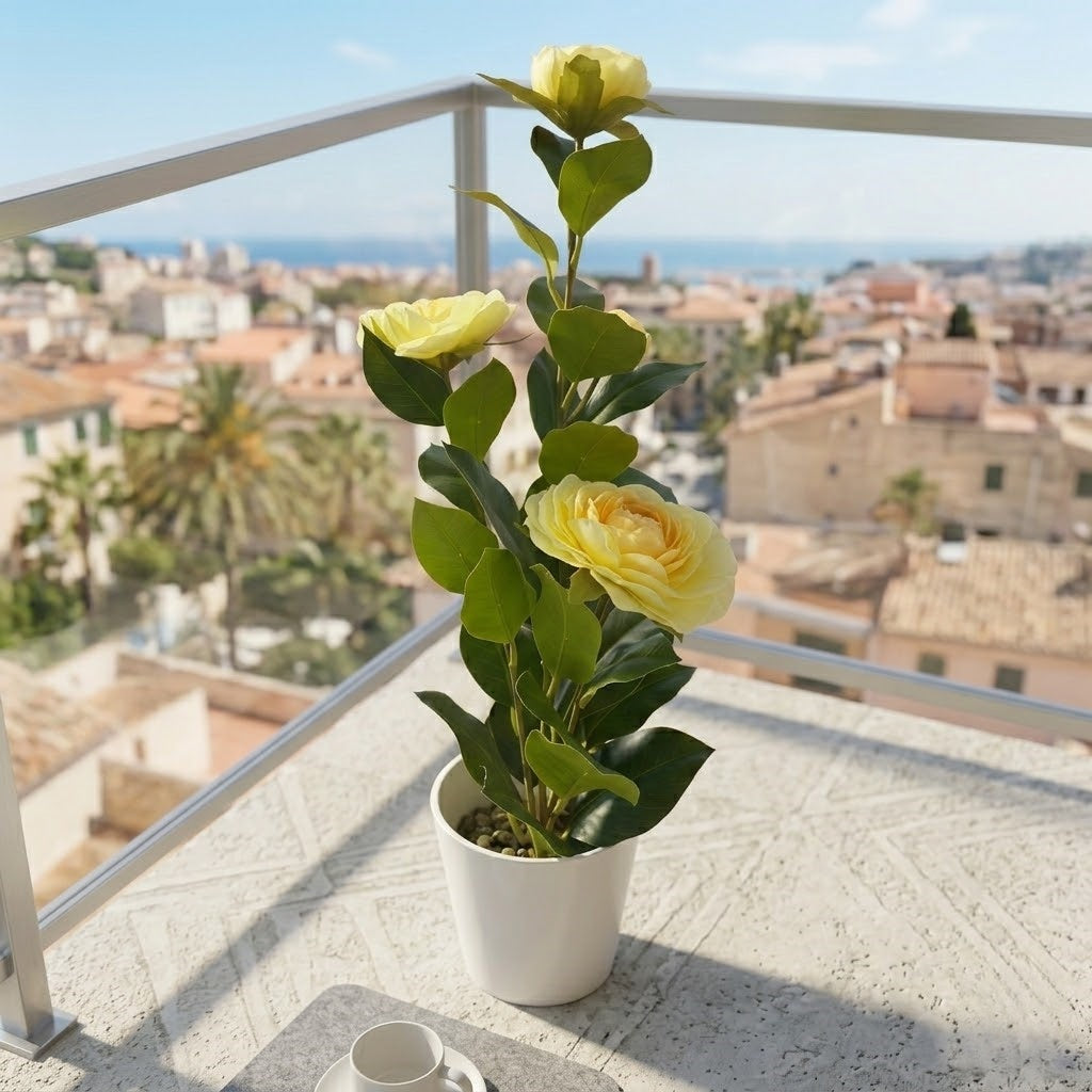 Artificial Camellia with Pot - Red, Pink, White, Blue, Purple, Yellow, Orange, with Pot