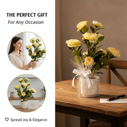 High-Quality Artificial Camellia Potted Plant for Office and Home Decoration