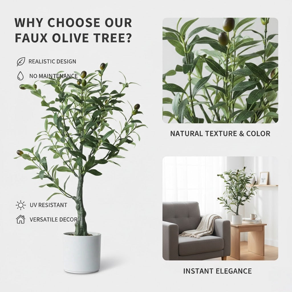 Artificial olive tree with pot