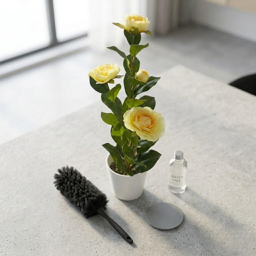 Artificial Camellia with Pot - Red, Pink, White, Blue, Purple, Yellow, Orange, with Pot