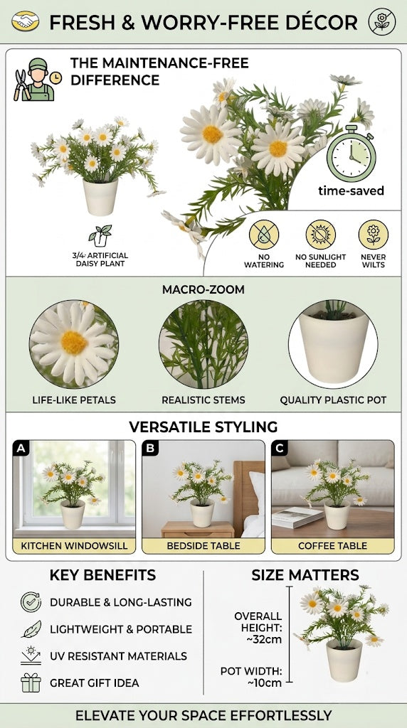 Artificial Daisy Potted Plant for Home and Garden Decoration