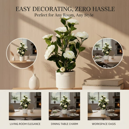 High-Quality Artificial Camellia Potted Plant for Office and Home Decoration