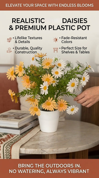 Artificial Daisy Potted Plant for Home and Garden Decoration