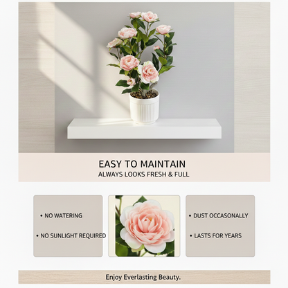 High-Quality Artificial Camellia Potted Plant for Office and Home Decoration