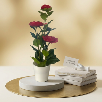 Artificial Camellia with Pot - Red, Pink, White, Blue, Purple, Yellow, Orange, with Pot